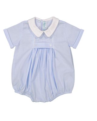 Chevron Smocked Creeper, Blue