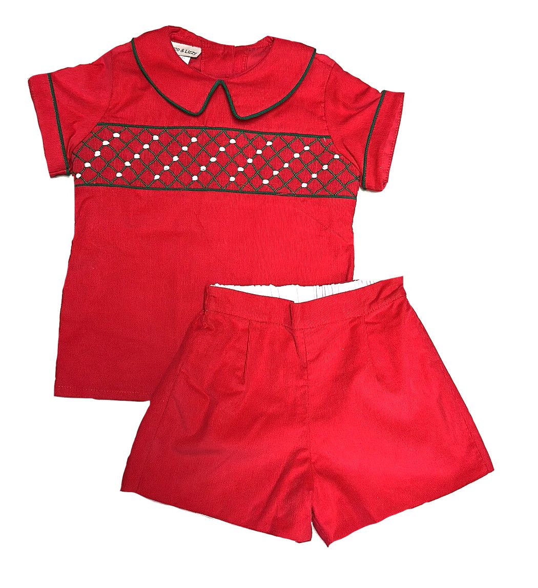 Red Cord Short Set, Christmas
