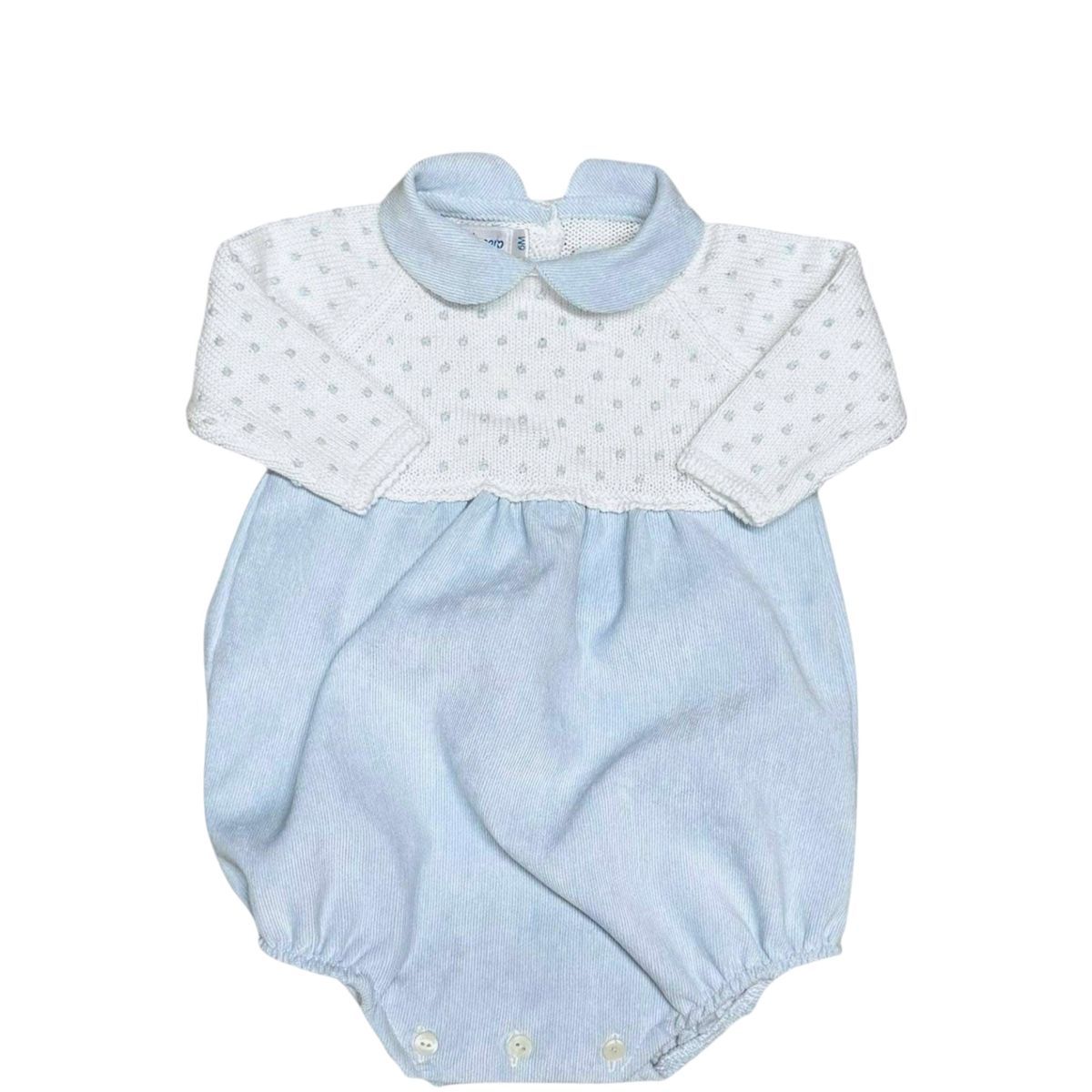 White/Light Blue Dot Corduroy Bubble