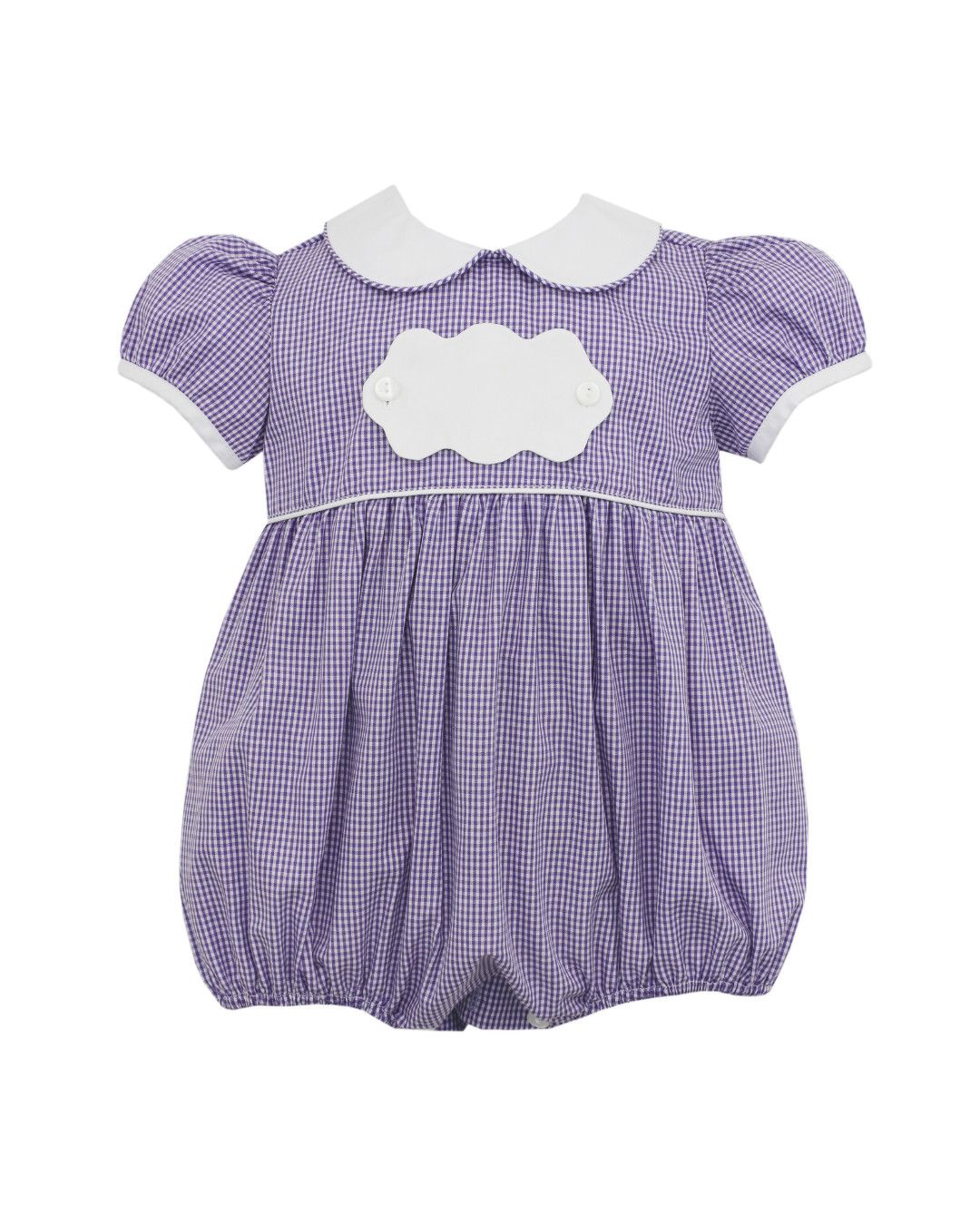 Purple Gingham Bubble with Scallop Tab