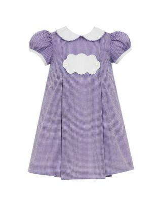Purple Gingham Float Dress with Scallop Tab