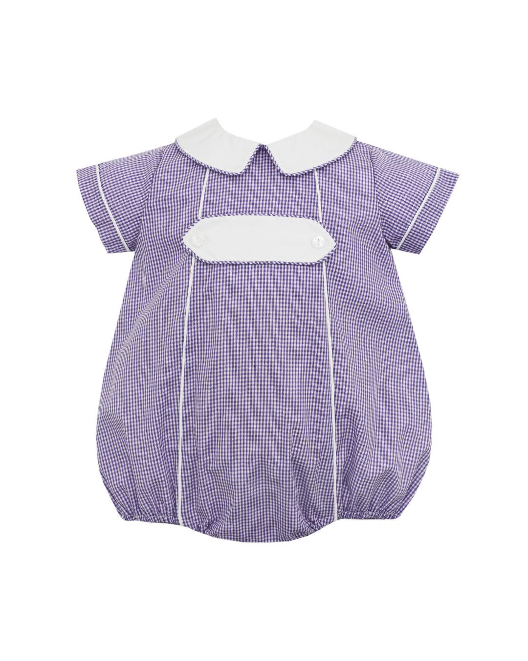 Purple Gingham Boys Short Bubble w Tab