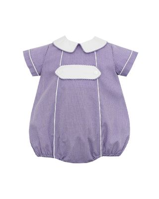 Purple Gingham Boys Short Bubble w Tab
