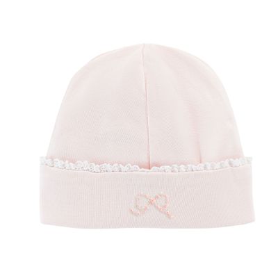 Pretty Bows Hat with Lace Trim, Pink
