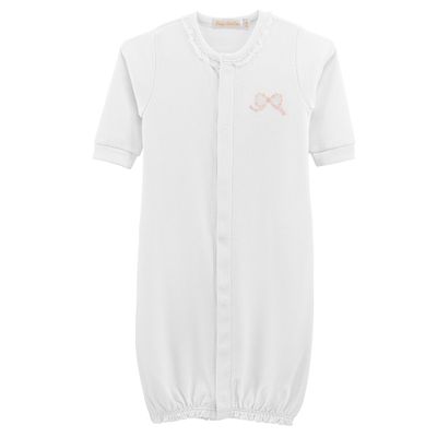 Pretty Bows Gown with Lace Trim, White