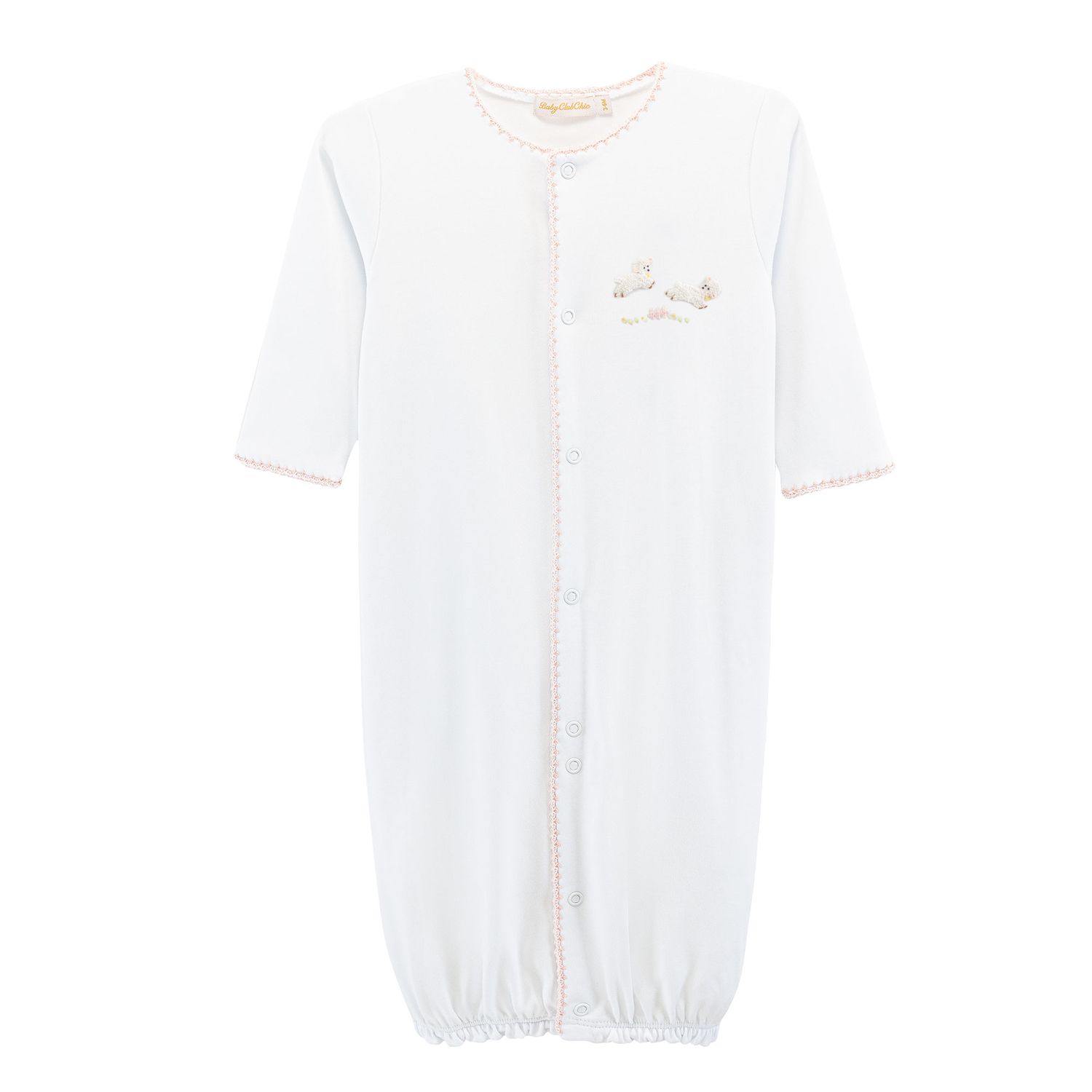 Baby Lamb Conv Gown with Crochet Trim, Pink