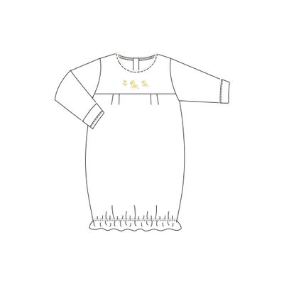 Three Little Duck Conv Gown with Crochet Trim