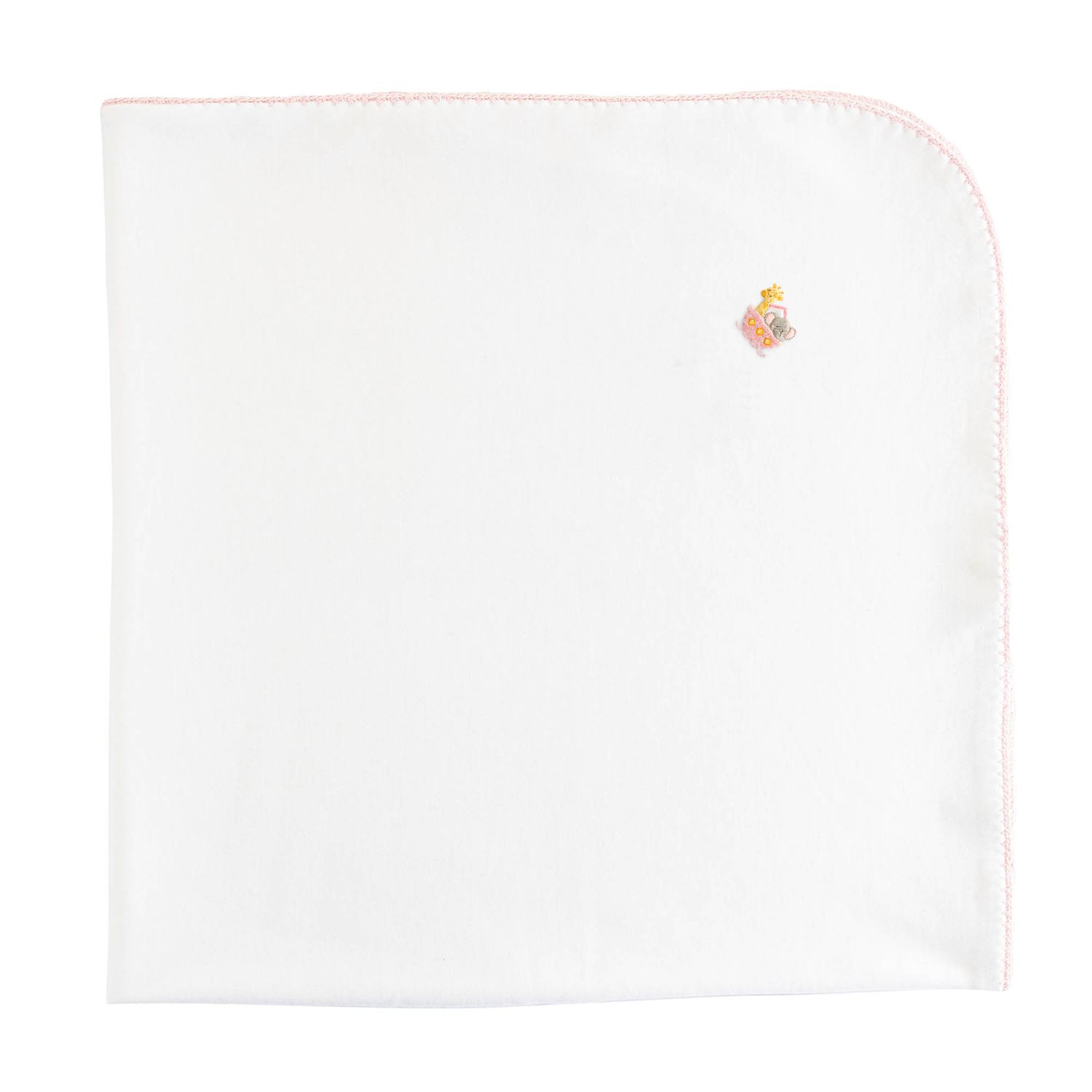 Noah&#39;s Ark Blanket with Crochet Trim, Pink