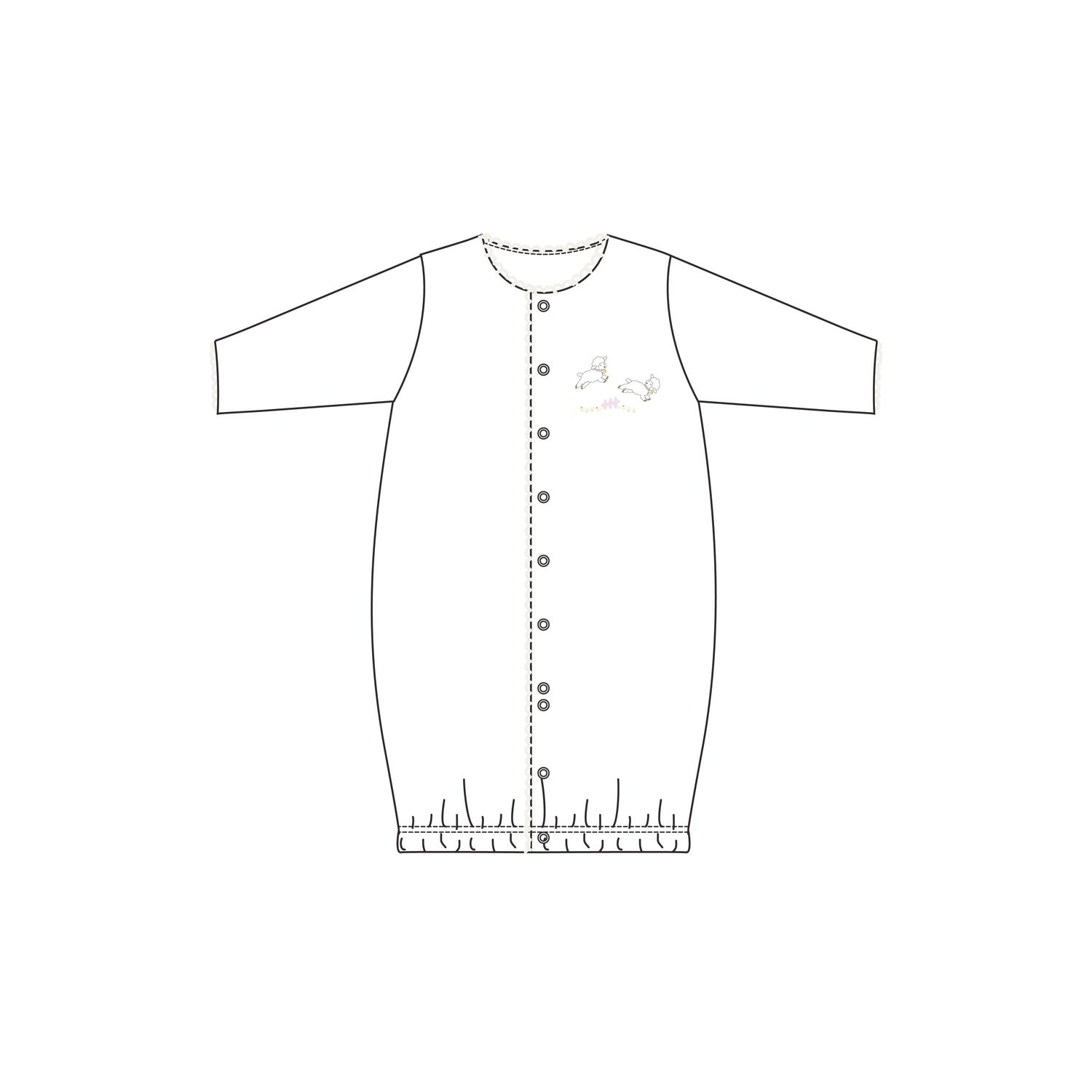Baby Lamb Conv Gown with Crochet Trim, White