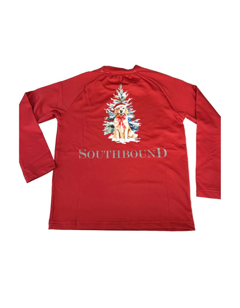 LS Red Performance Tee, Christmas Pup