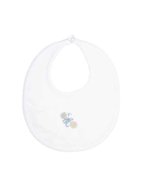 Blue Heirloom Rattle Bib