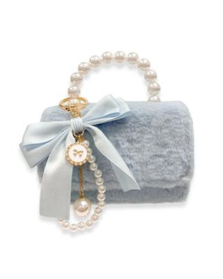 Furry Purse w/ Charm Blue
