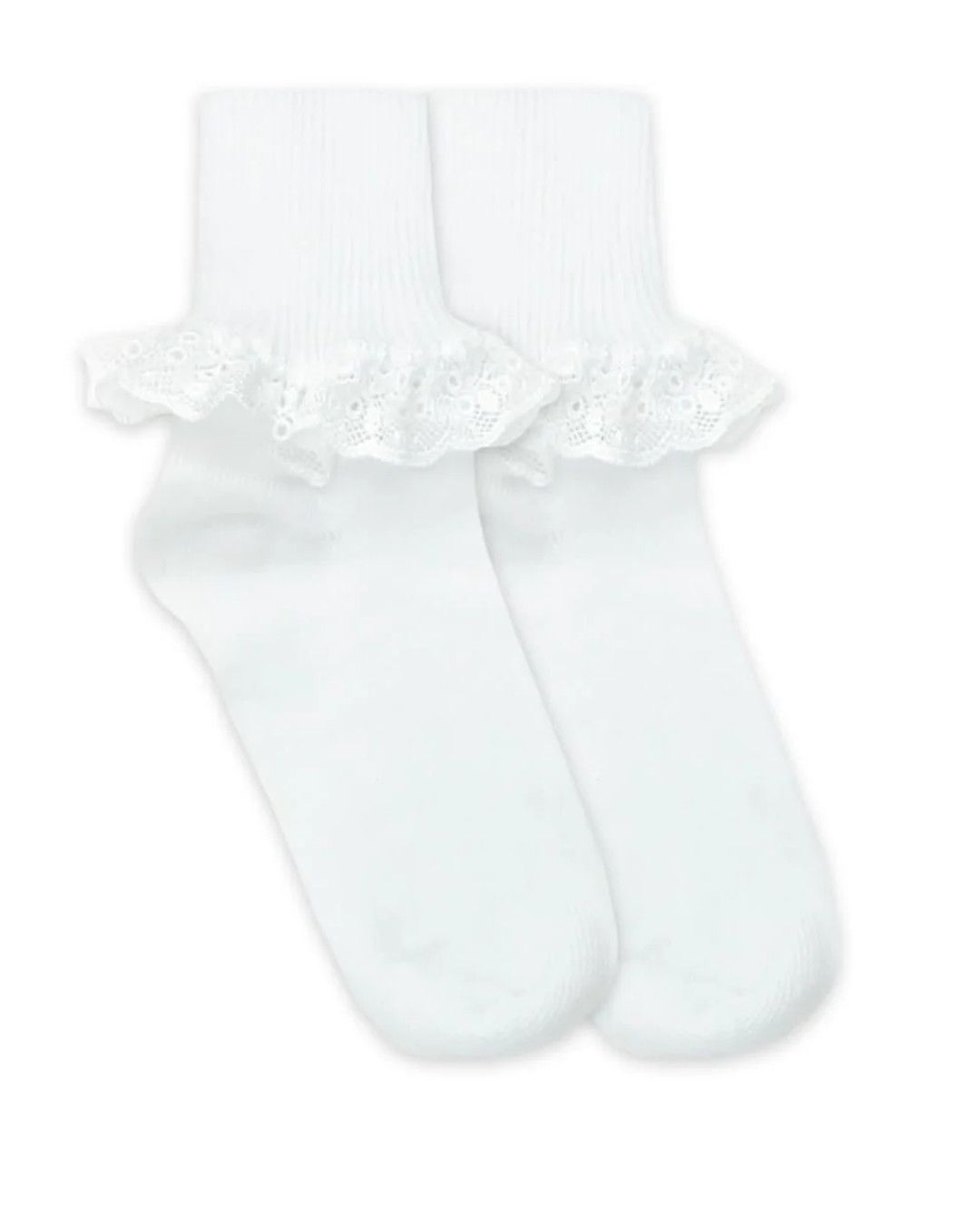 Chantilly Lace Turn Cuff Socks 2107-Pearl White