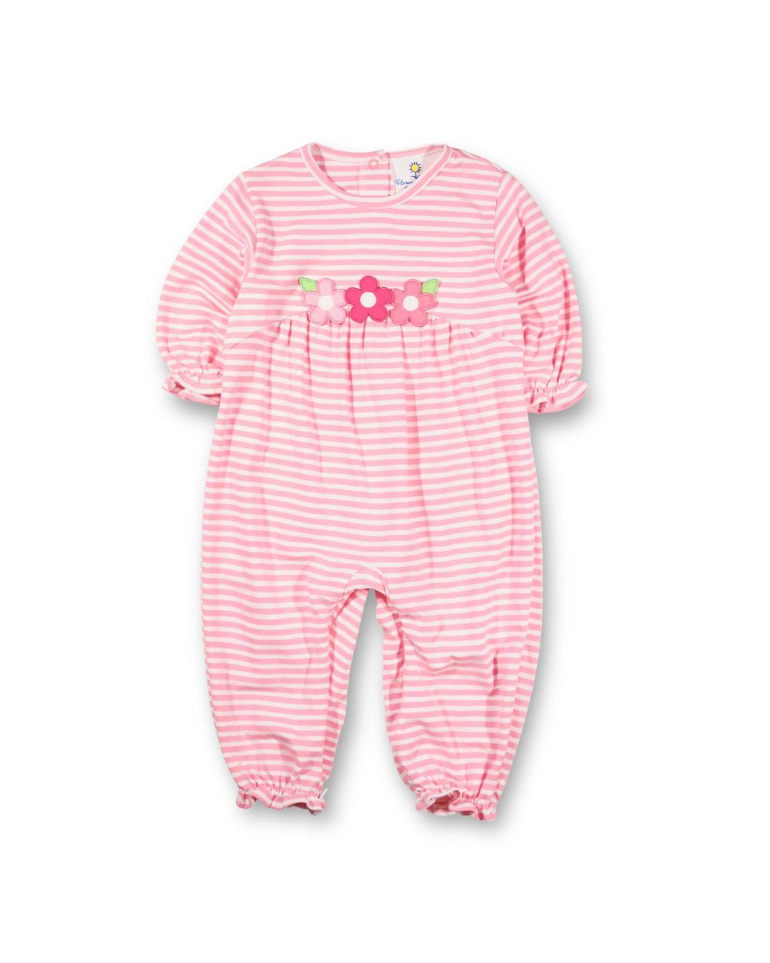 Pink Stripe Knit Longall w/Flowers