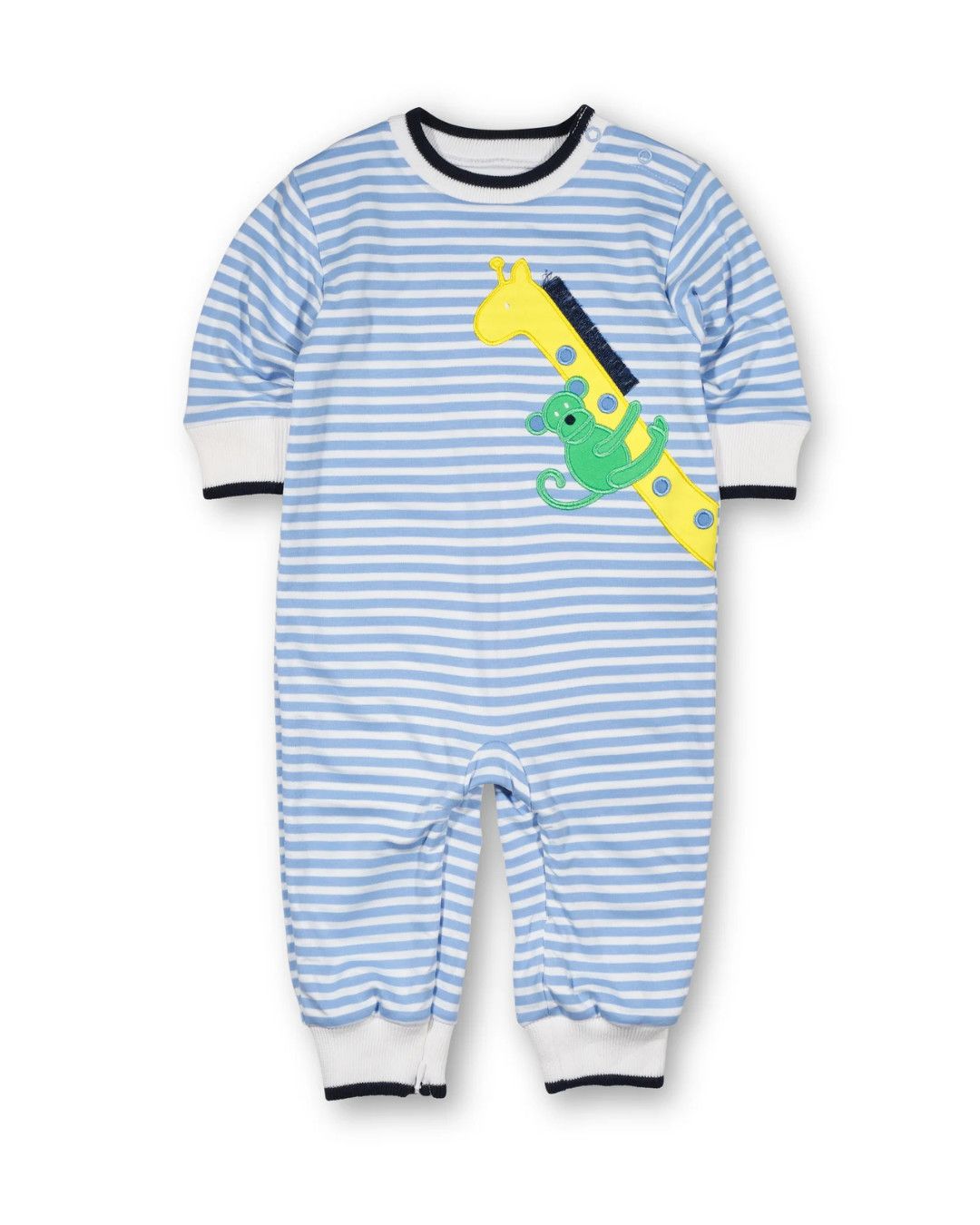 Blue Stripe Knit Longall w/Giraffe &amp; Monkey