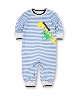 Blue Stripe Knit Longall w/Giraffe &amp; Monkey