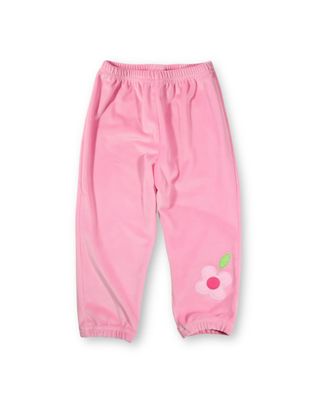 Pink Velour Jogger Pants w/Flower