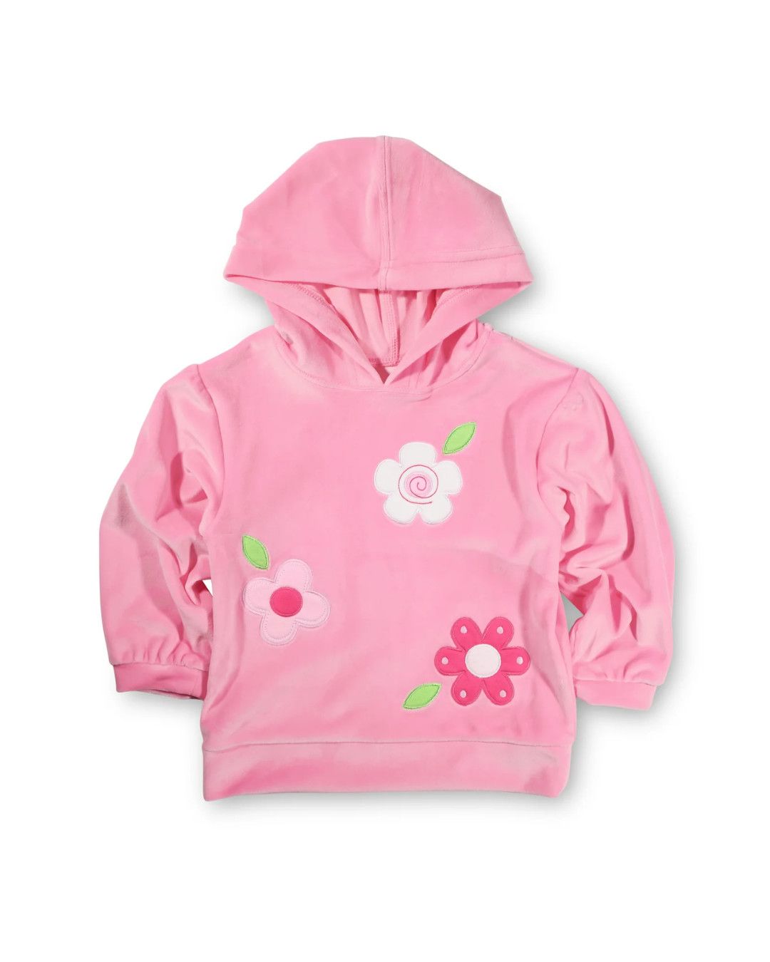 Pink Velour Hoodie w/Flowers