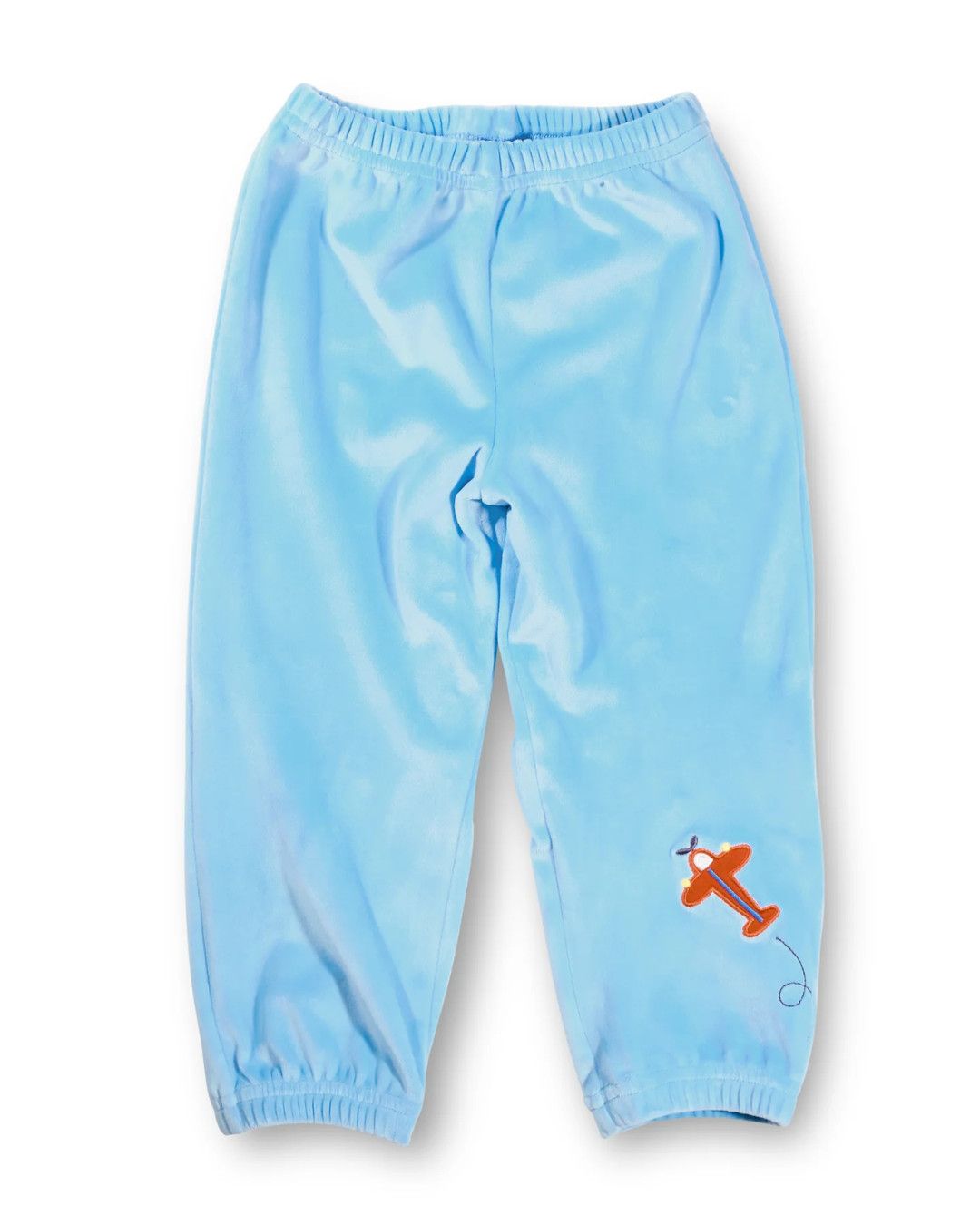 Blue Velour Jogger Pants w/Airplane