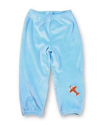 Blue Velour Jogger Pants w/Airplane