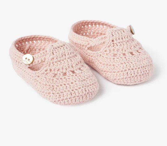 Pink T-Strap Crochet Booties (0-12m)