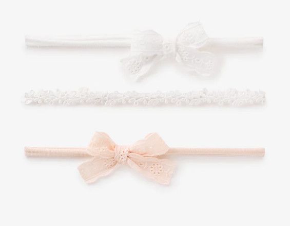 Flower Lace Headband &amp; Eyelet Lace Bows 3Pk