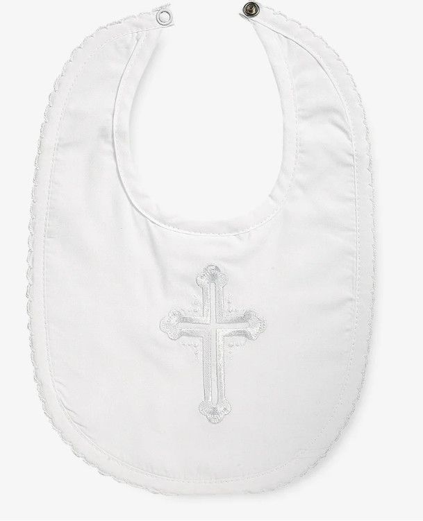 White Christening Bib Boy