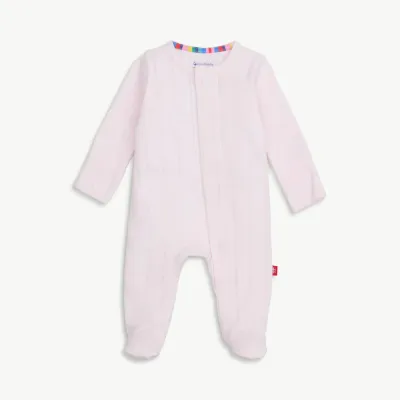 Love Lines Pink Pointelle Magnetic Footie