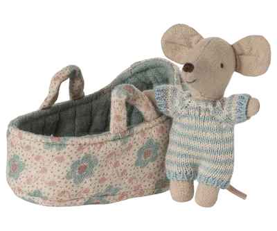 Baby Mouse In Carry Cot-Blue