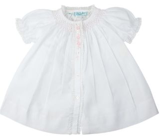 Girls Honeycomb Smocked Yoke Daygown White NB