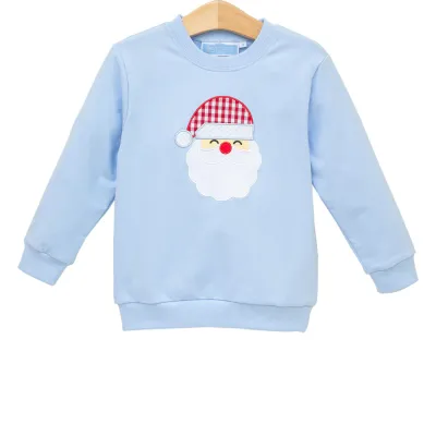 French Terry Pullover- Santa, Light Blue
