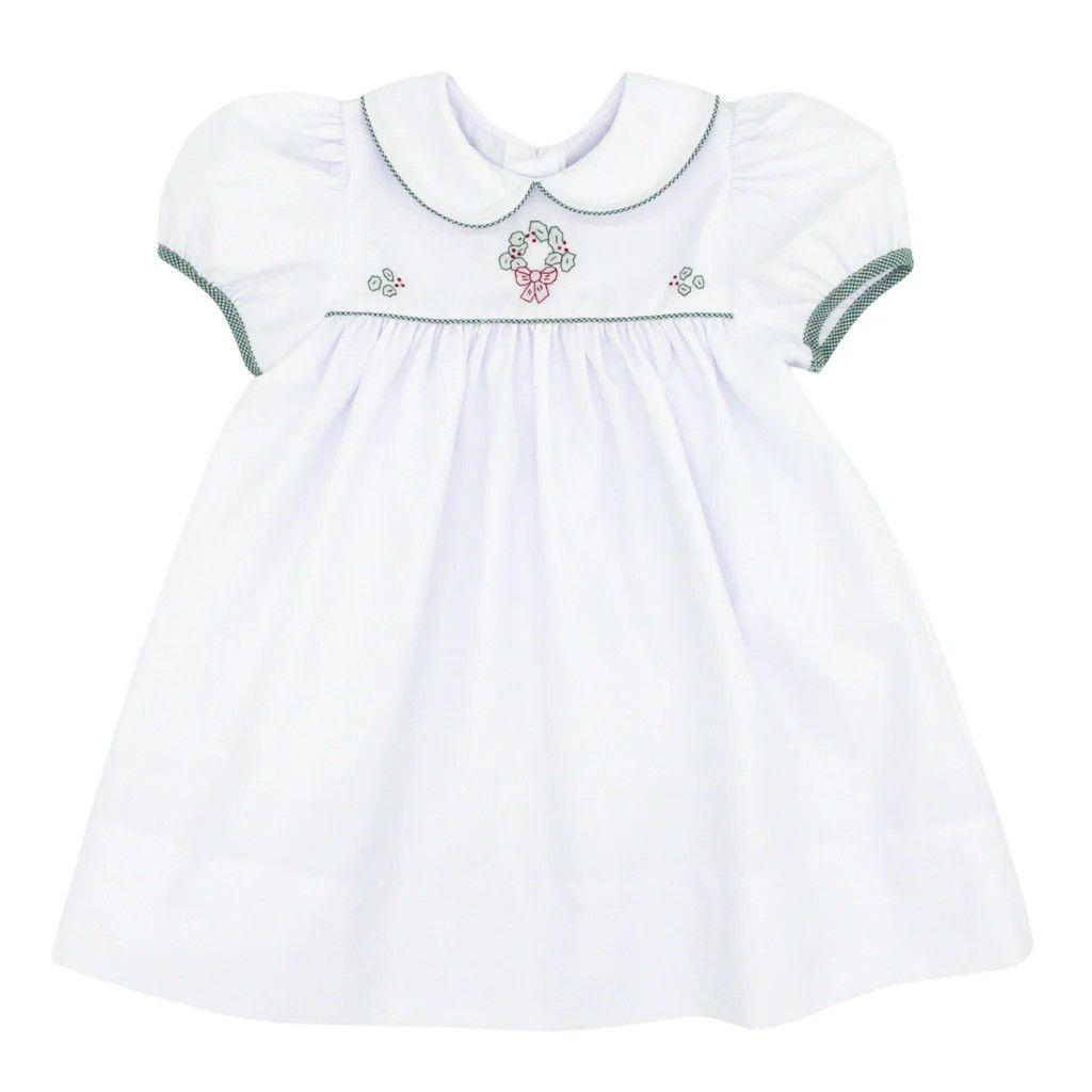 Green Check Christmas Wreath Dress