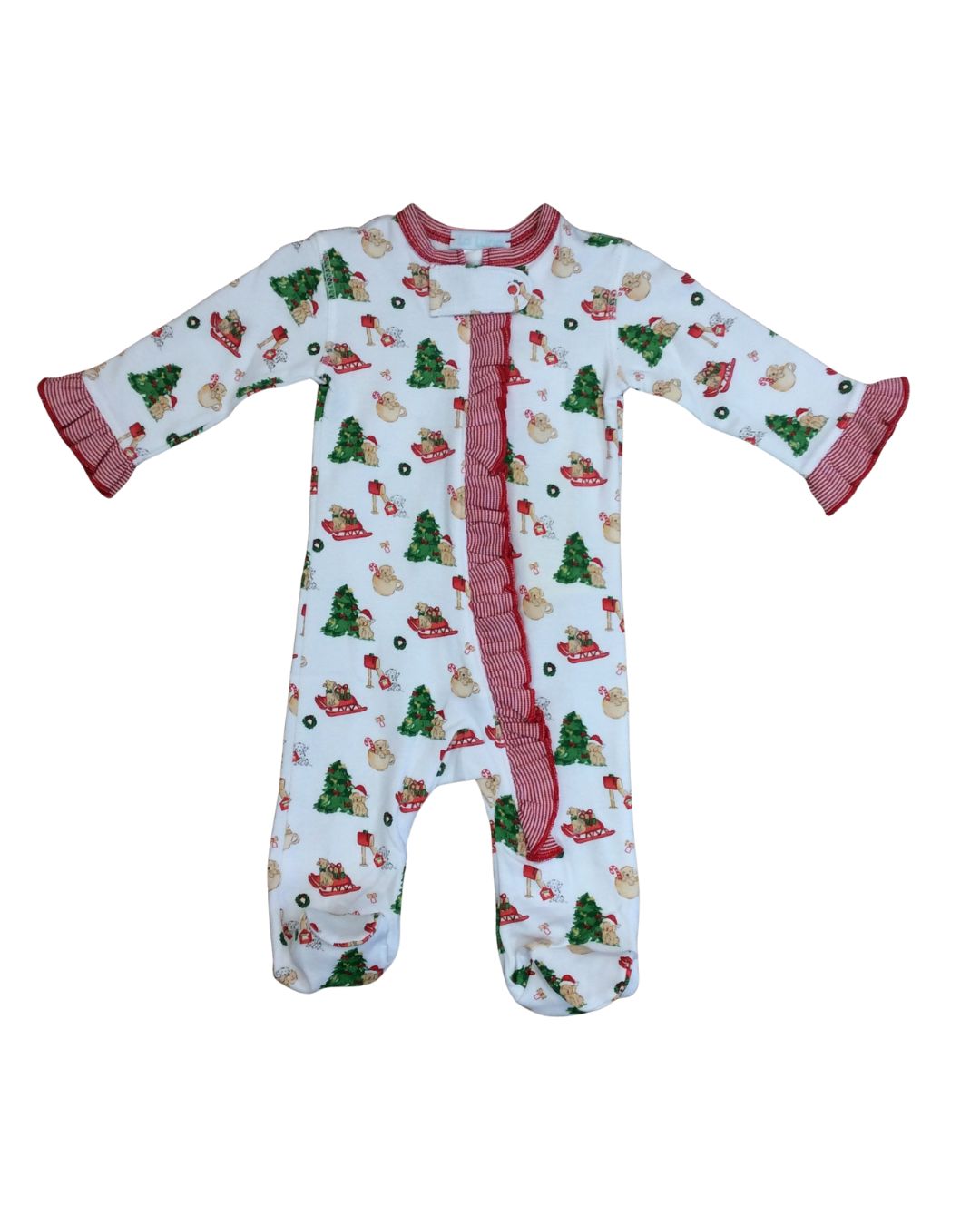 Pima Girl Christmas Pup Footie