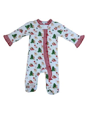 Pima Girl Christmas Pup Footie