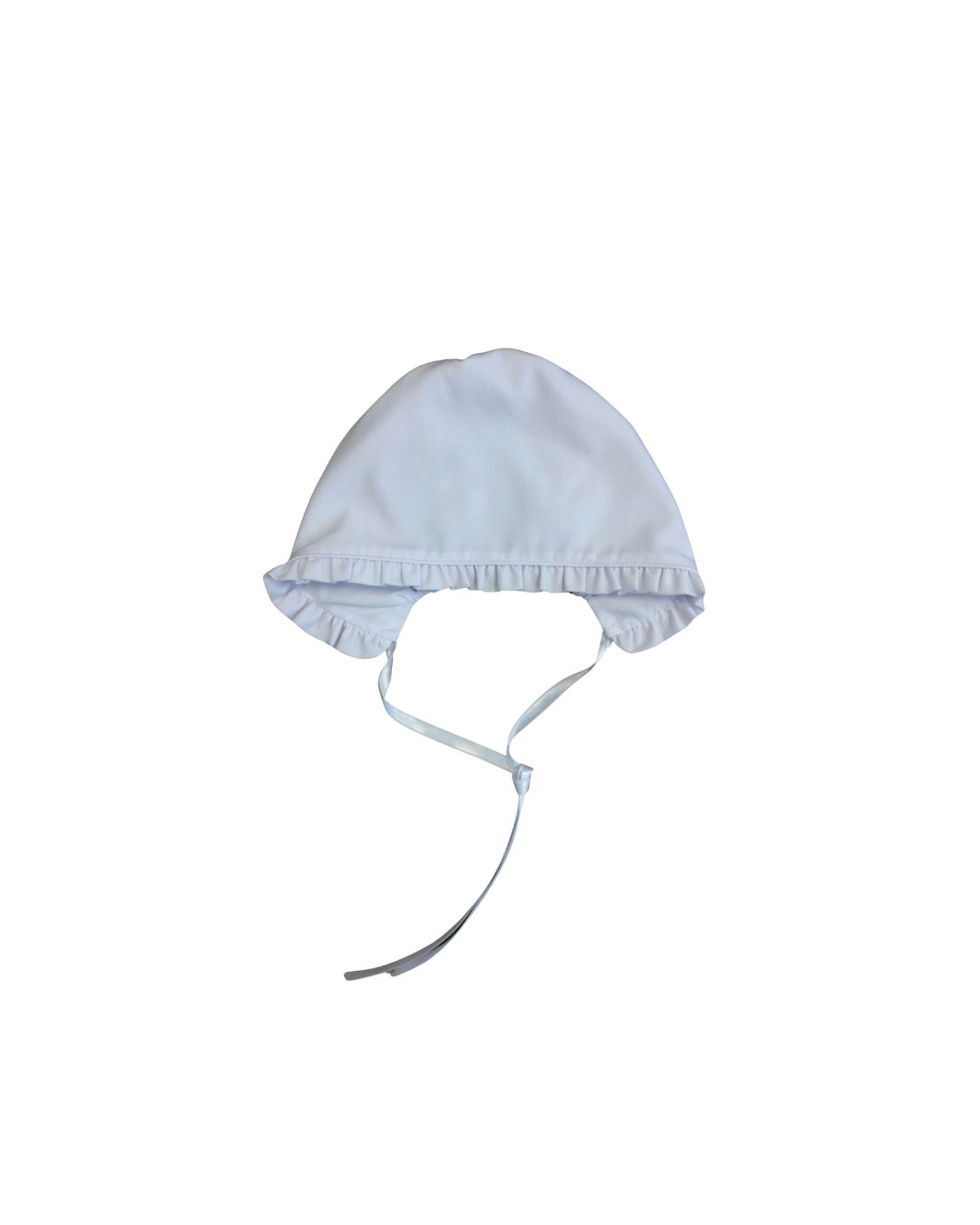 White Ruffle Trim Bonnet