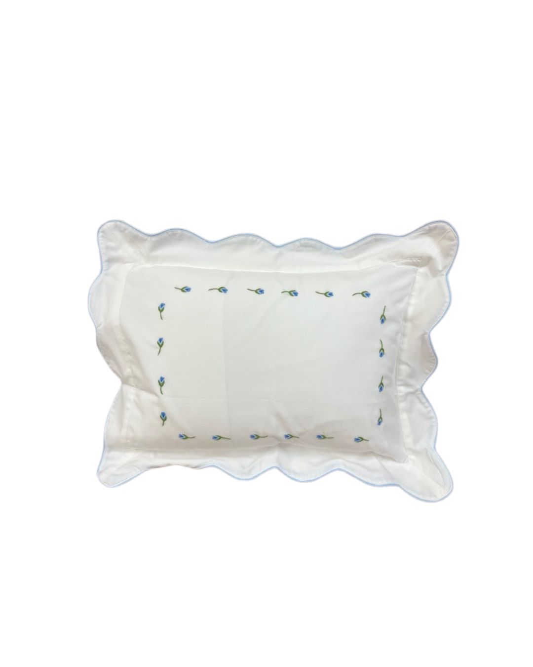 Blue Rosebud Pillow 12x16