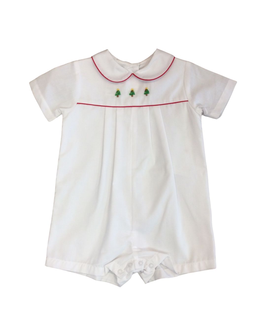 White Romper with Christmas Tree Trio