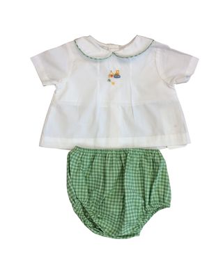 Boy Green Gingham Fall Diaper Set