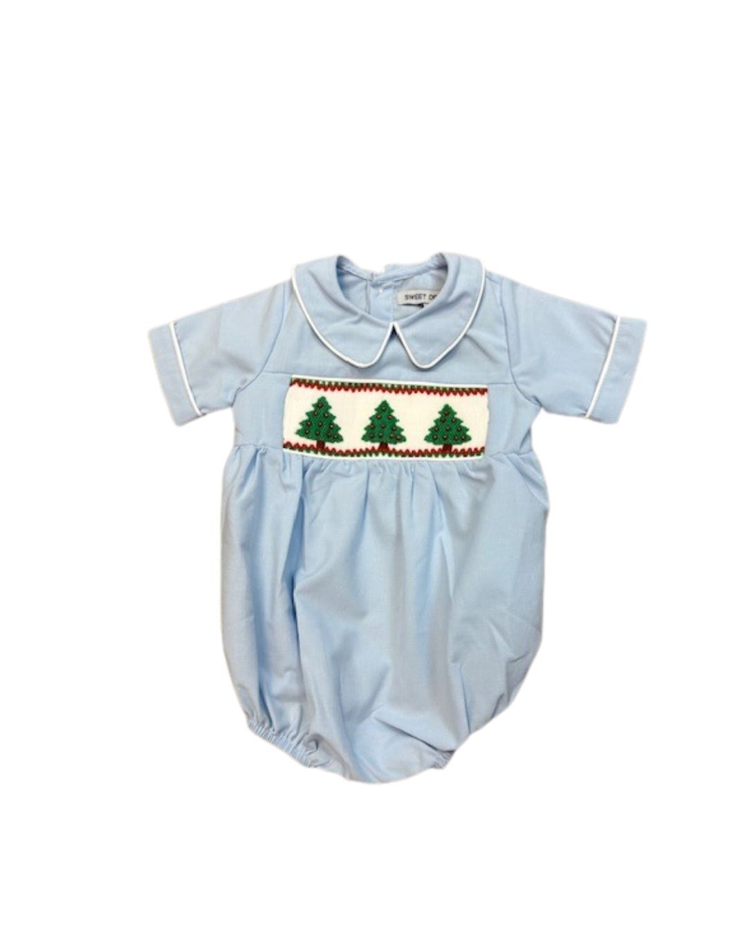 Christmas Tree Smocked Blue Bubble