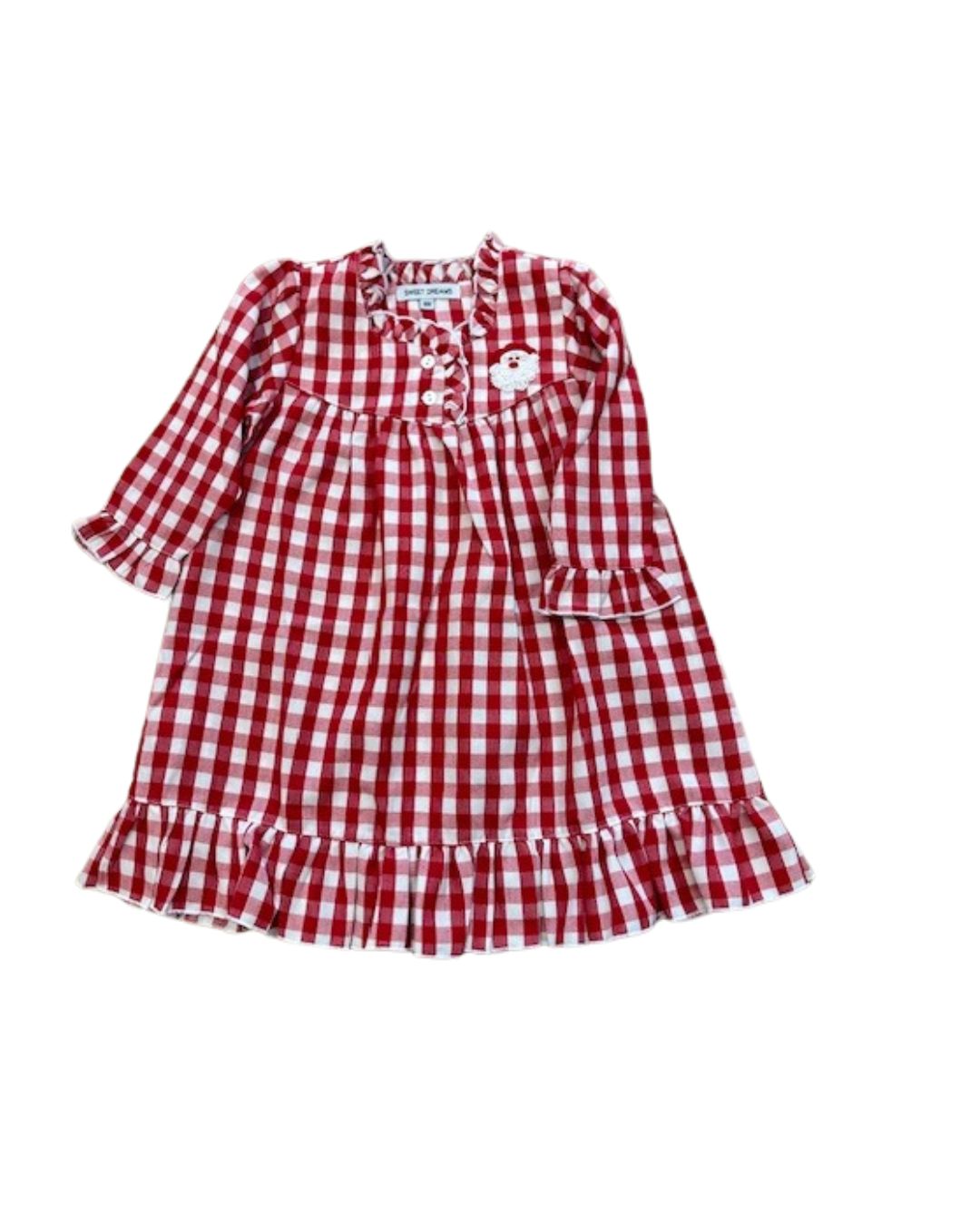 Red Gingham Santa Embroidered Gown