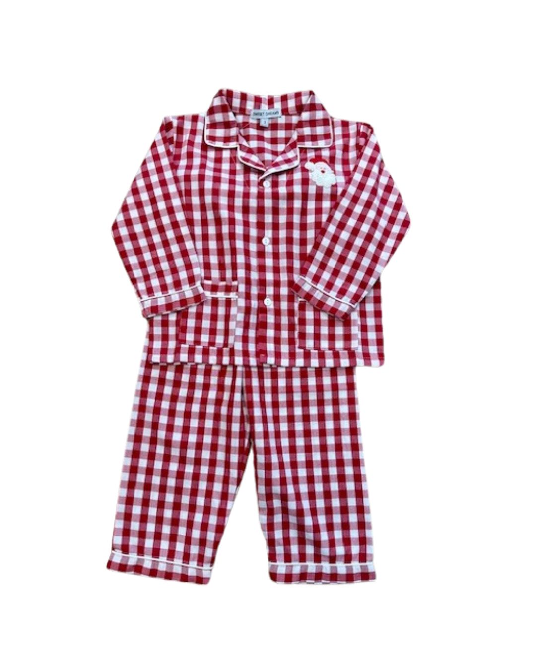 Red Gingham Santa Embroidered PJs