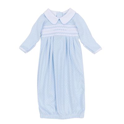 Mia and Luca&#39;s Smocked Collared Pleated Gown, Blue