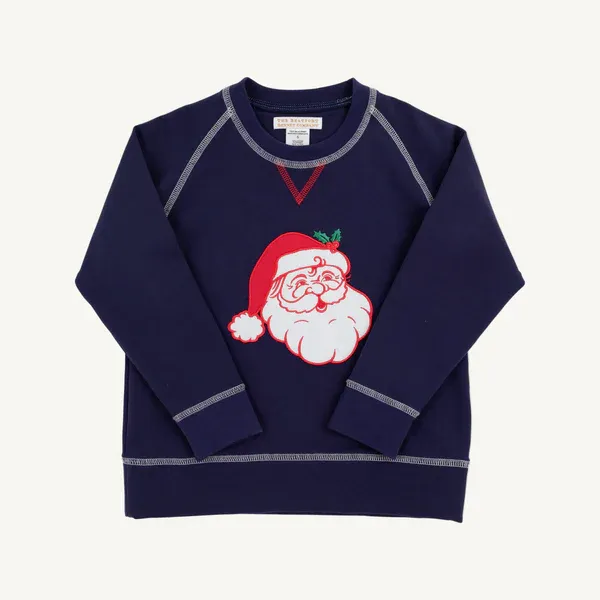 Nantucket Navy Cassidy Comfy Crewneck, Santa Applique