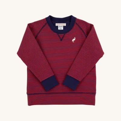 Cassidy Comfy Crewneck, Red and Navy Stripe