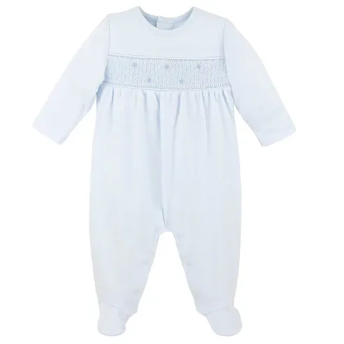 Light Blue Tiny Stars Smocked Footie