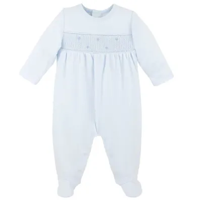Light Blue Tiny Stars Smocked Footie