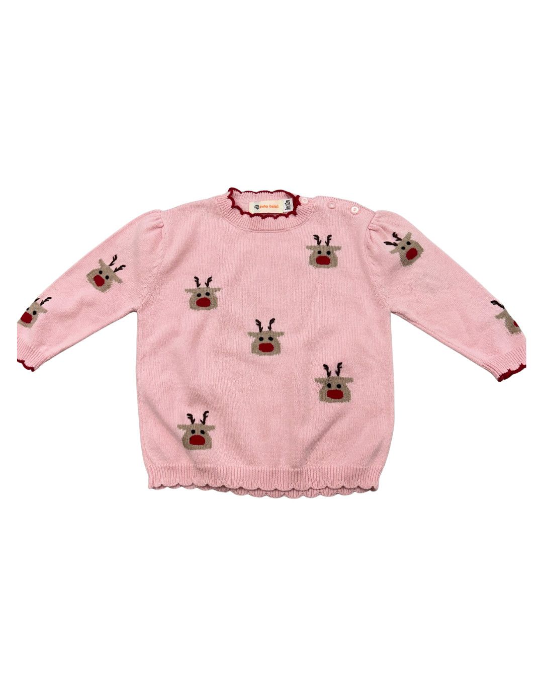 Light Pink Rudolph Scallop Sweater