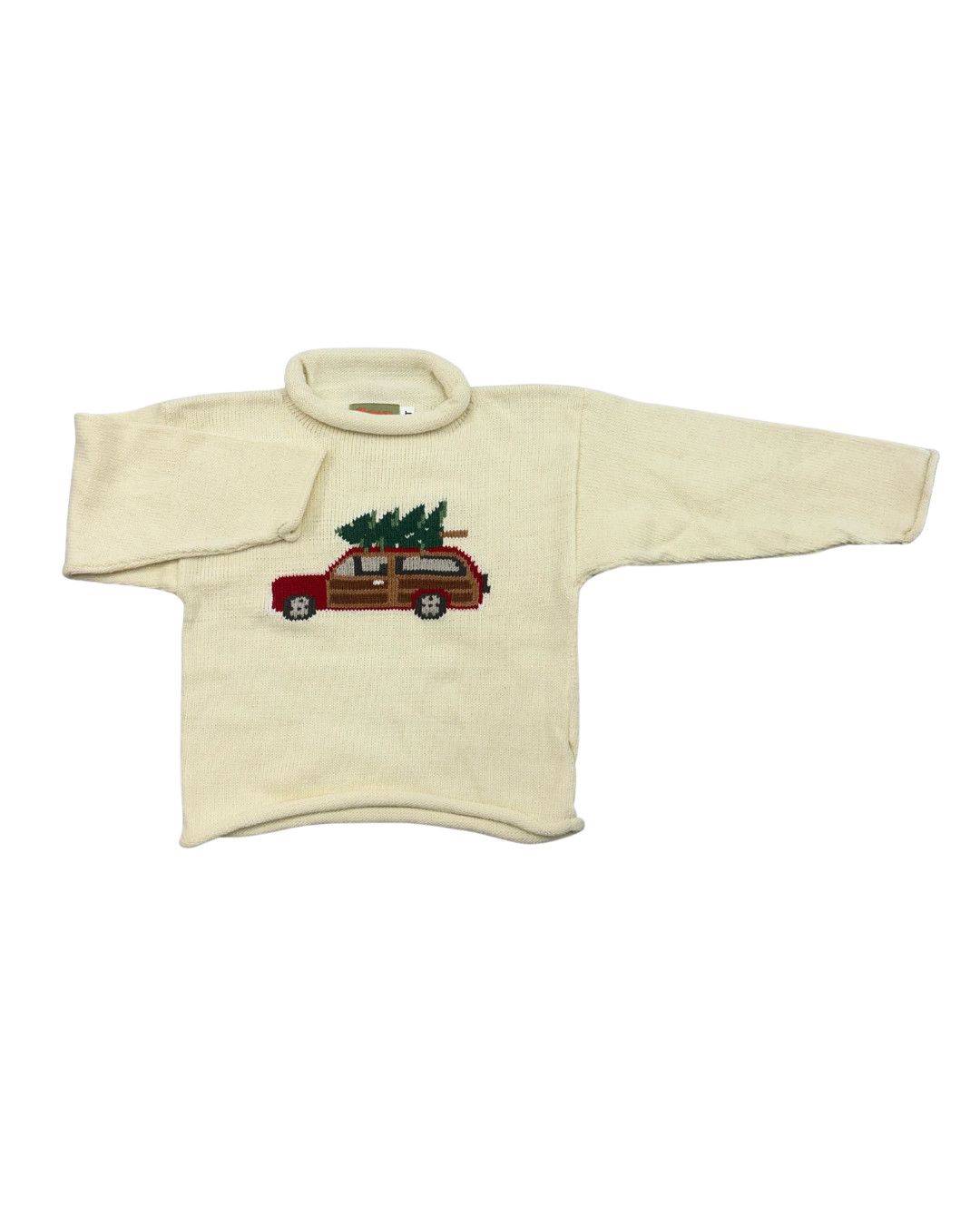 Ivory Roll Neck Sweater, Christmas Tree Car