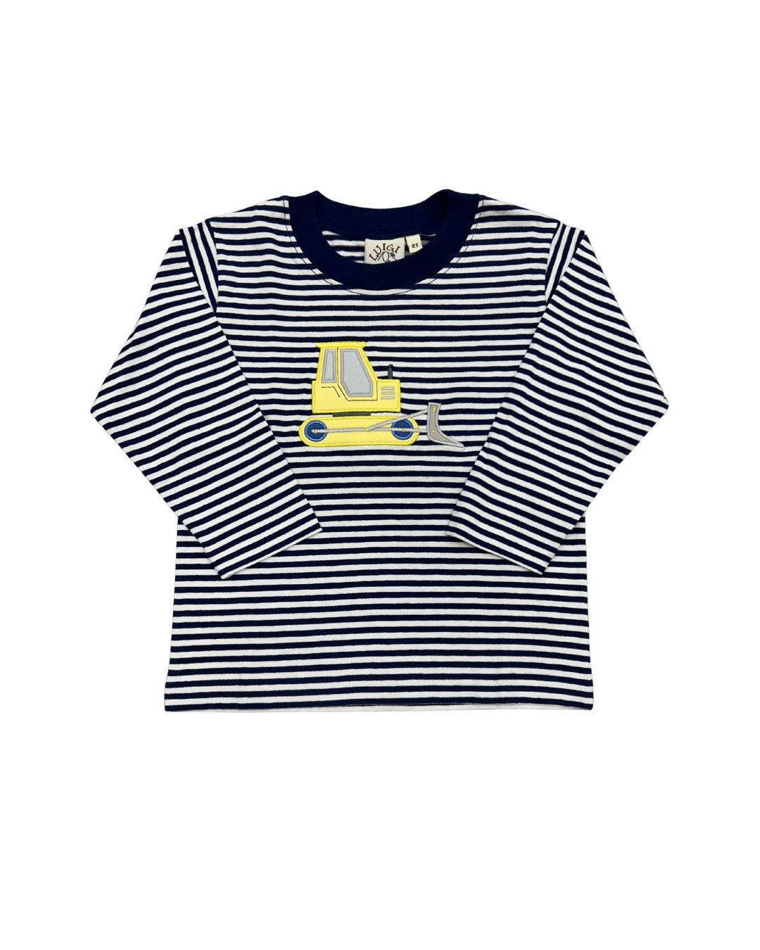 Navy and White Stripe LS Top, Bulldozer