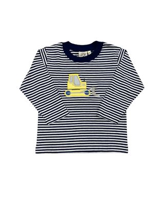 Navy and White Stripe LS Top, Bulldozer
